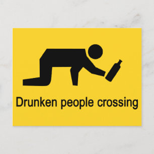 Drunken folk som korsar ⚠ thailändsk ⚠ vykort