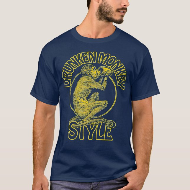 DRUNKEN MONKEY STIL KUNG FU BOXING 70 S SAKE T SHIRT (Framsida)