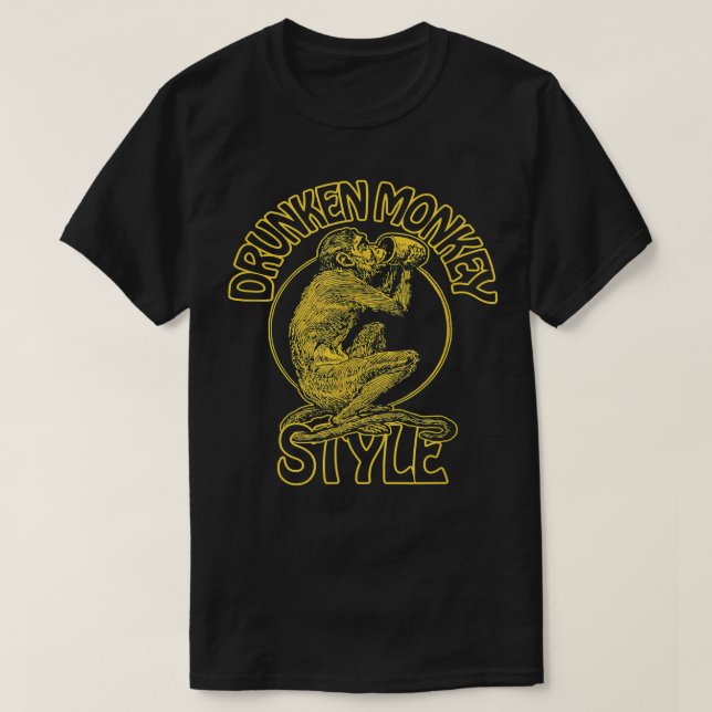 DRUNKEN MONKEY STIL KUNG FU BOXING 70 S SAKE VIN T SHIRT (Design framsida)