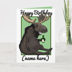 Drunken Moose Cartoon Personlig Födelsedagskort Kort