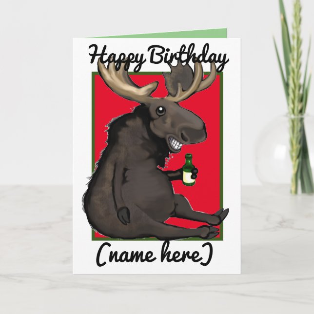 Drunken Moose Tecknad Personlig Birday Card Kort (Framsida)