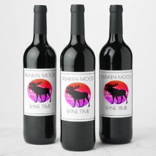 Drunken Moose Vin Vinflaska Etikett