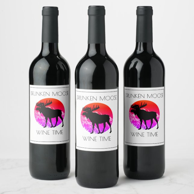 Drunken Moose Vin Vinflaska Etikett (Flaskor)