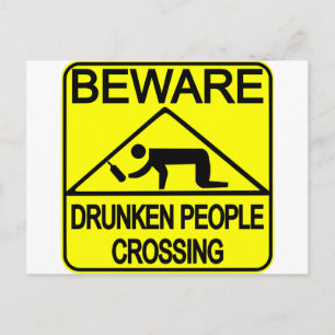 Drunken People Crossing Vykort