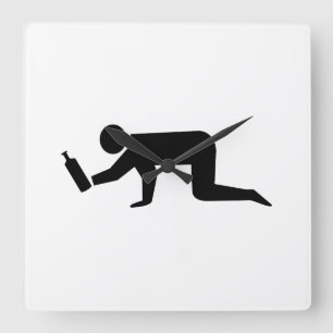 Drunken People Fyrkantig Klocka