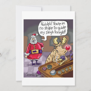 Drunken Rudolph, Red Nposed Reindeer Julkort