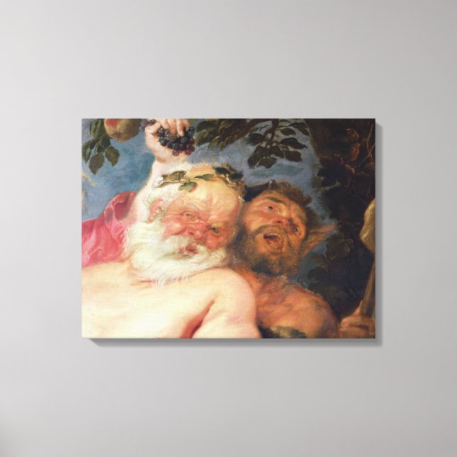 Drunken Silenus Stöds av Satyrs, c.1620 Canvastryck (Framsida)