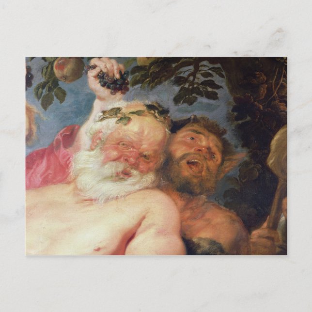 Drunken Silenus Stöds av Satyrs, c.1620 Vykort (Framsida)