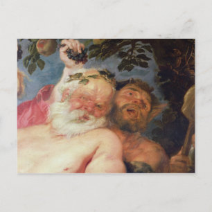 Drunken Silenus Stöds av Satyrs, c.1620 Vykort