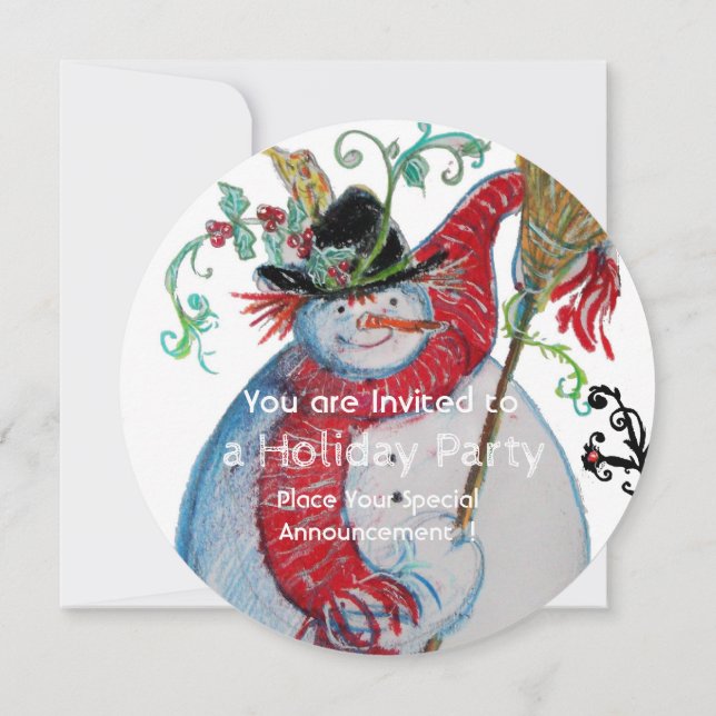 DRUNKEN SNÖGUBBE MED FÅGELVÄRDE JULFEST INBJUDNINGAR (Baksida)