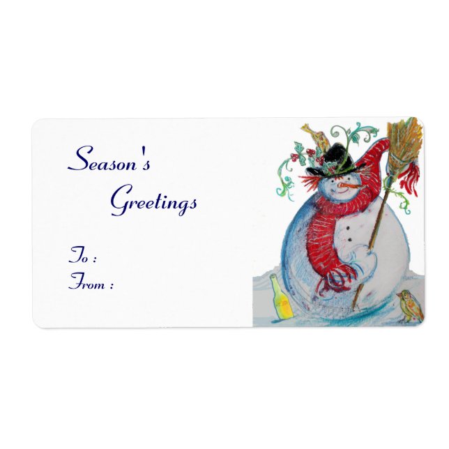 DRUNKEN SNÖGUBBE MED FÅGLAR FRAKTSEDEL (Framsidan)