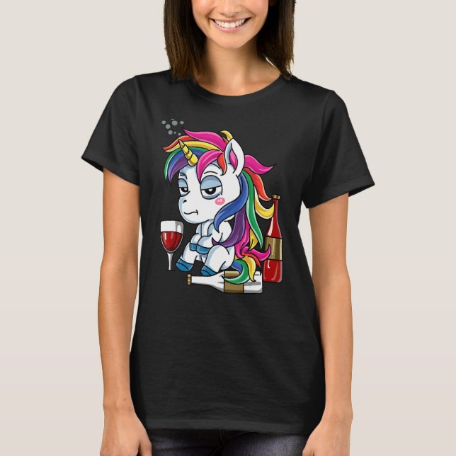 Drunken Unicorn Birthday Drinens T Shirt (Framsida)
