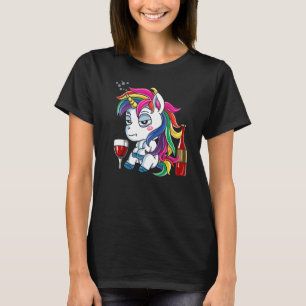 Drunken Unicorn Vin Drinking T Shirt