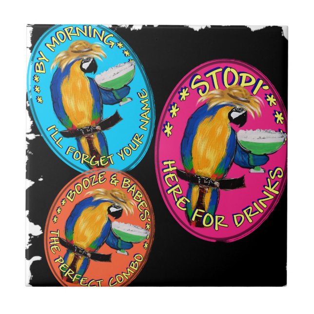 DRUNKIN PARROTS KAKELPLATTA (Framsidan)