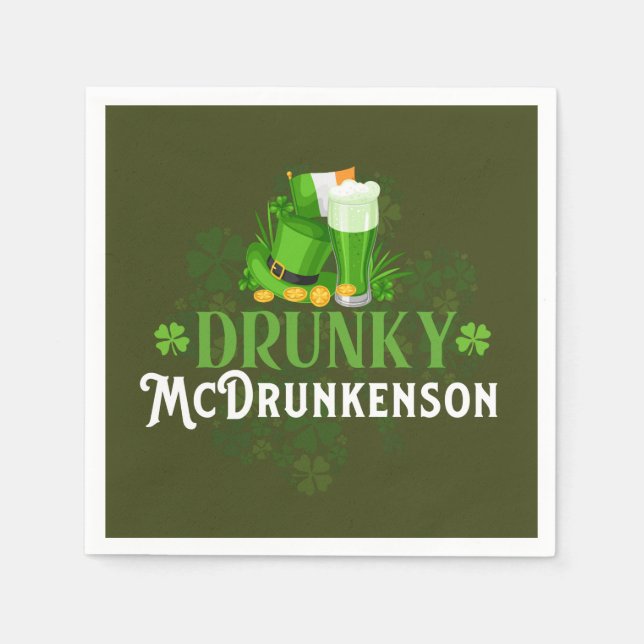 Drunky McDrunkerson St. Patrick's Day Pappersservett (Framsidan)