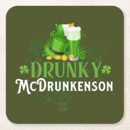 Drunky McDrunkerson St. Patrick's Day Underlägg Papper Kvadrat