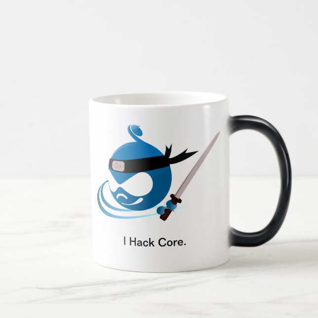 Drupal som jag hackar kärnar ur kaffemuggen magisk mugg (Höger)