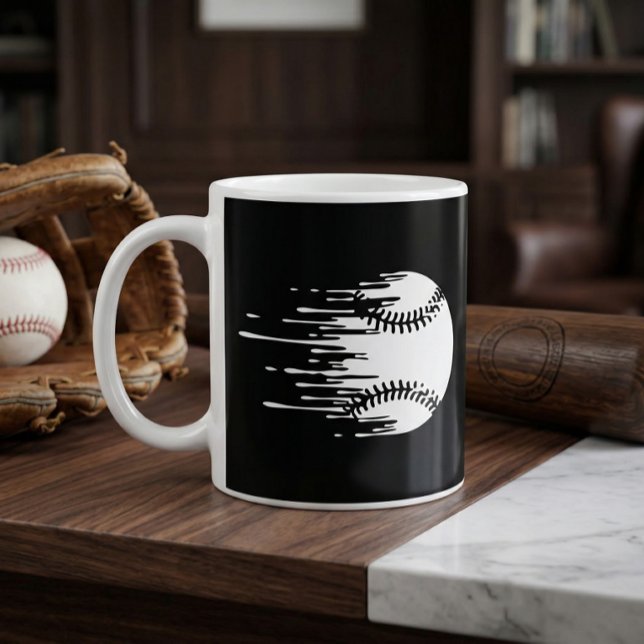 Druplande basebolldesign för modiga sportfans kaffemugg (Dripping Baseball Graphic Mug)