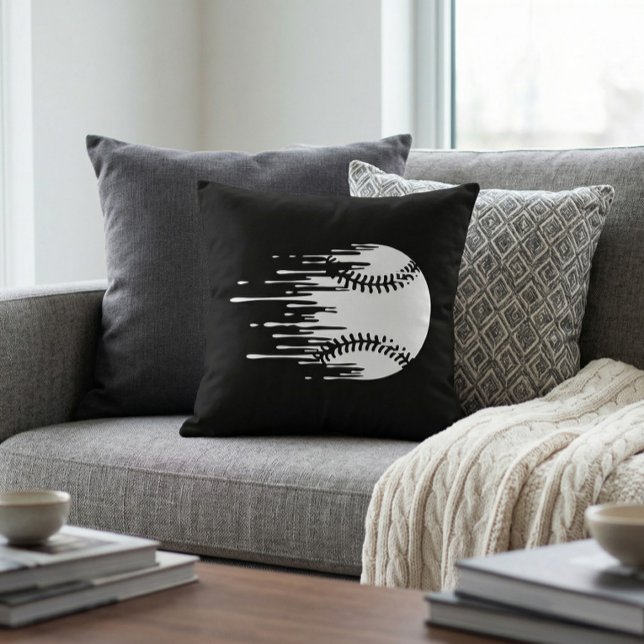Druplande basebolldesign för modiga sportfans kudde (Dripping Baseball Graphic Pillow)