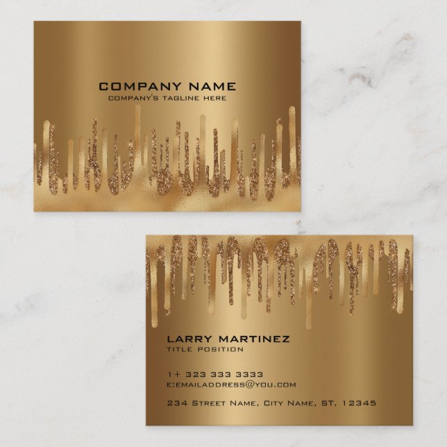 Druplande guld glitter glam bakgrund visitkort (Fram/baksida)