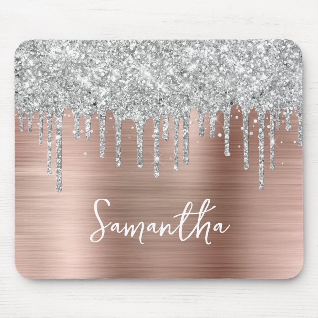 Druplande Silver Glitter Roséguld Glam Musmatta (Framsidan)
