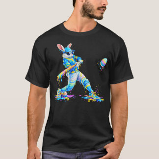 Druplande Tie Dye Kanin Baseboll Påsk Kanin Män T Shirt