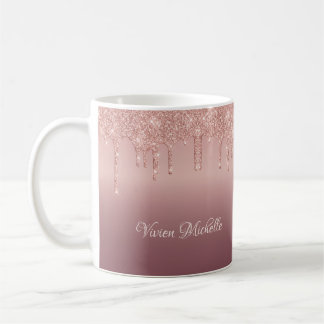 Drupljusande glitter Rosa Guld Glänsande Kaffemugg