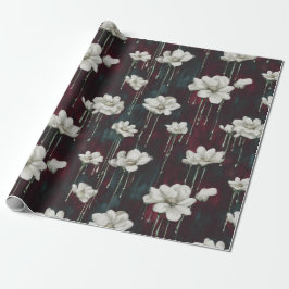 Druppande blomstermörkt omslag presentpapper