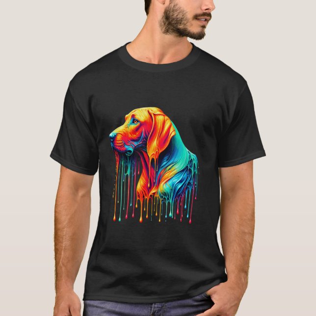 Druppande färgkonst Rhodesian Ridgeback Ridgebacks T Shirt (Framsida)