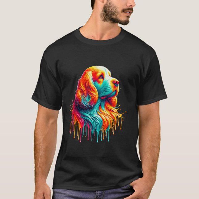 Druppande konst Clumber Spaniel T Shirt (Framsida)