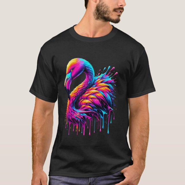 Druppande konst flamingo flamingos t shirt (Framsida)