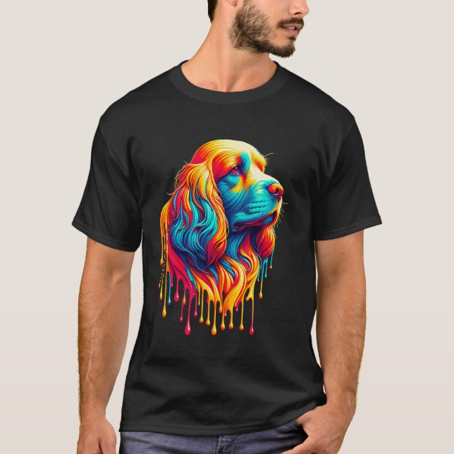 Druppande konst med engelsk cocker spaniel spaniel t shirt (Framsida)