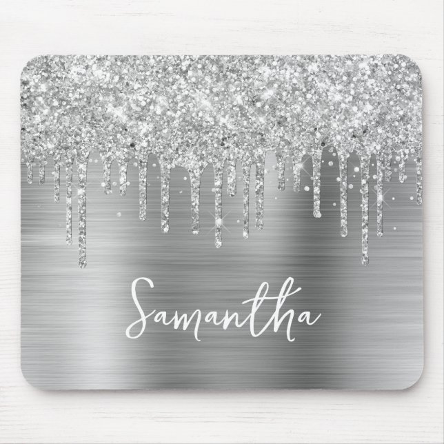Druppande Silver Glitter Glam Musmatta (Framsidan)