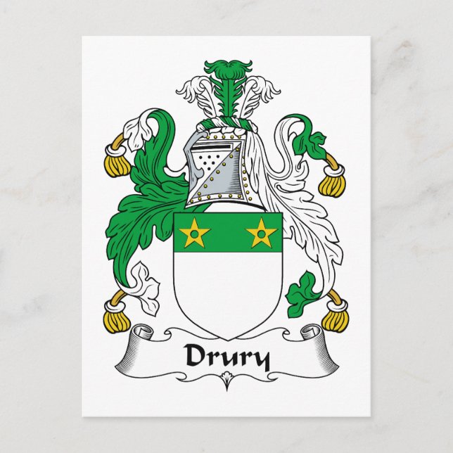 Drury Family Crest Vykort (Framsida)