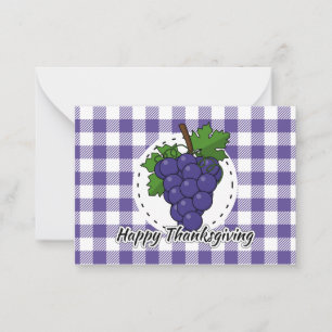 Druva på Violett Plaid - Glad Thanksgiving Anteckningskort