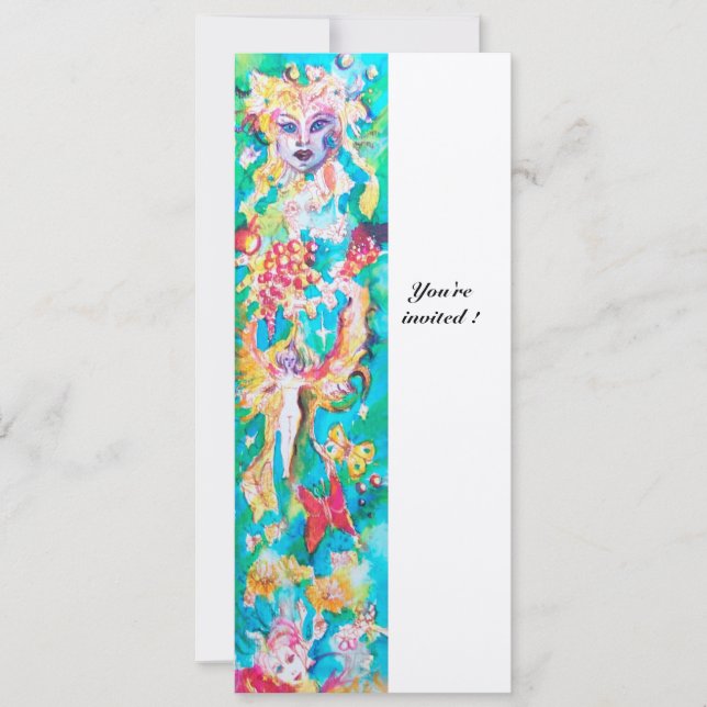 DRUVANS SAGOVÄRLD  Färggrant fantasifull festprogr Inbjudningar (Framsida)