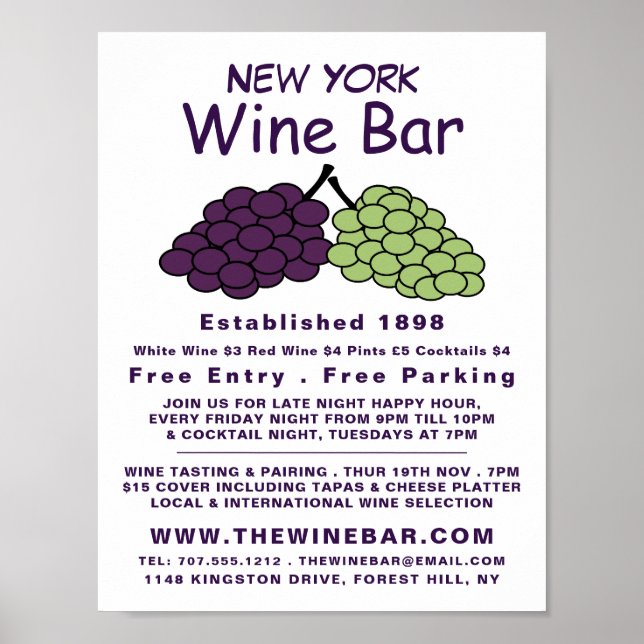Druvbunch, Vin Pub/Winery Advertising Poster (Framsidan)