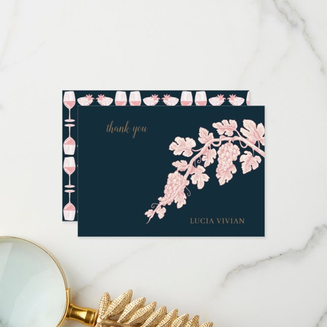 Druvfruktsväxter Champagne Retro Tack Kort (Fram/Back In Situ)