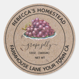 Druvgelé Kraftpappersetiketter för konserveringsbu Runt Klistermärke