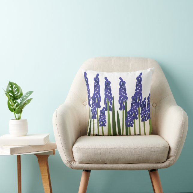 Druvhyacint Lila Blå Blomma Blommig Kudde (Stol)