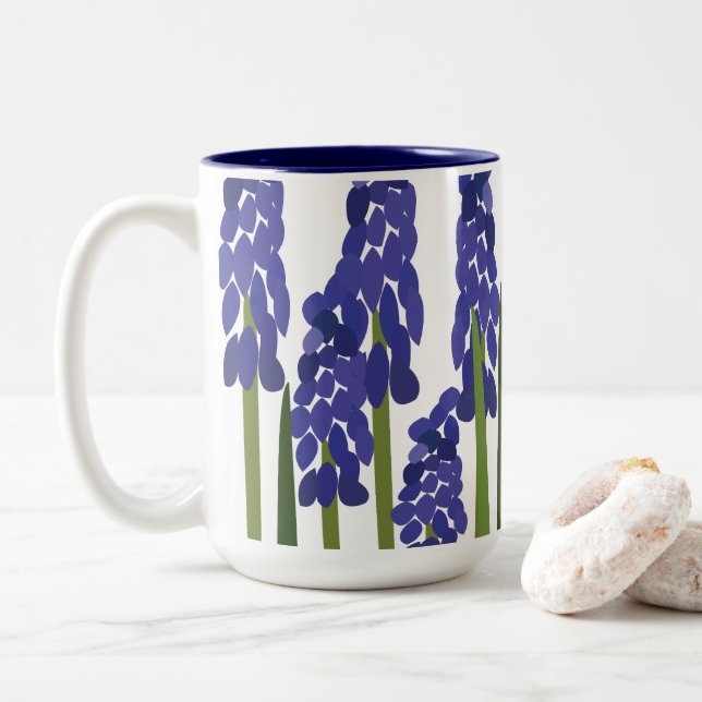 Druvhyacint Lila Blå Blomma Blommig Två-Tonad Mugg (Med munk)
