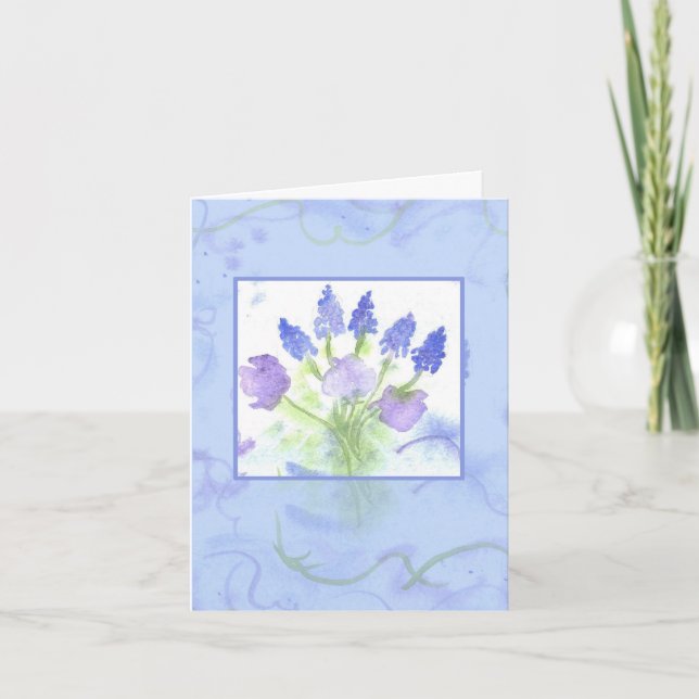 DruvHyacint Sweet Pea Watercolor Tack Kort (Framsida)