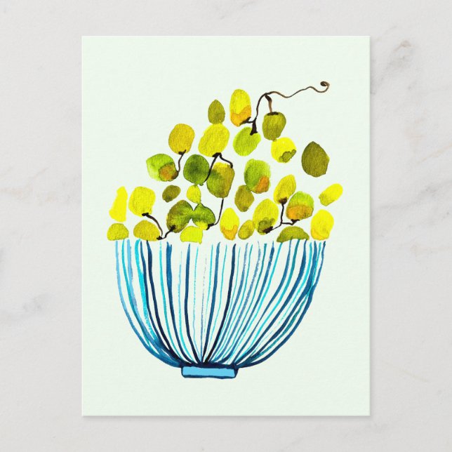 druvor akvarell konst frukt vykort (Framsida)