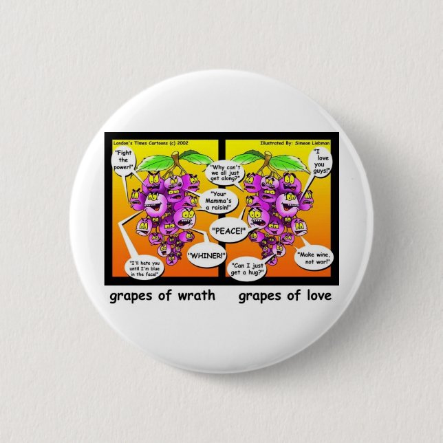 Druvor av vall, Kärlek och Krig-stift Knapp (Framsida)