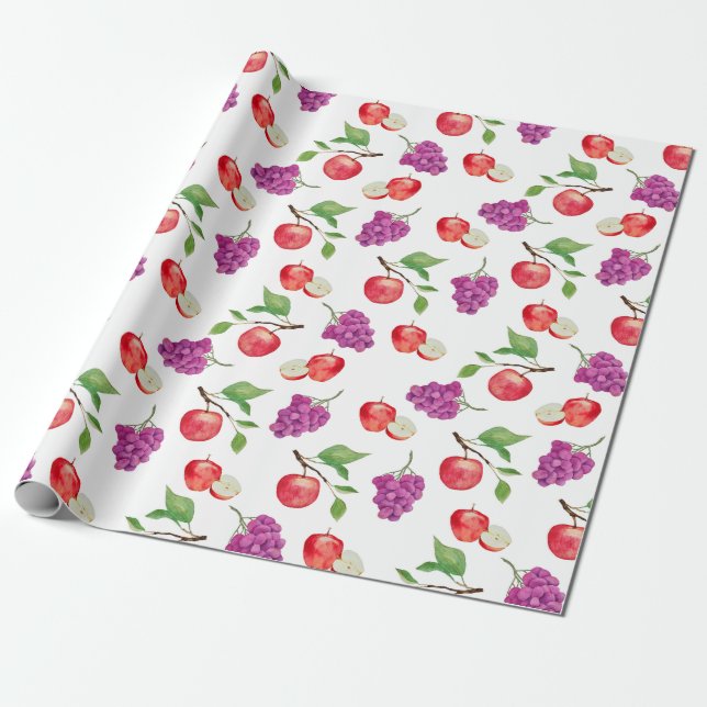 Druvor och Äpplen Fruktälskare  Presentpapper (Utrullad)