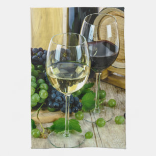 druvor och kökshandduk för vin