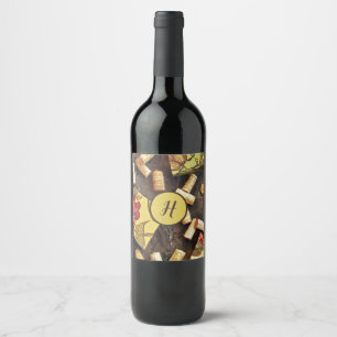 Druvor och Kork konstnärliga Vin-etiketter Vinflaska Etikett