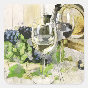 Druvor och vin-klistermärken fyrkantigt klistermärke
