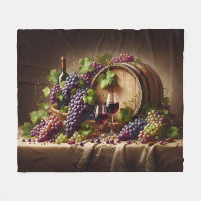 Druvor och Vin stillliv Fleecefilt (Framsidan (Horisontell))