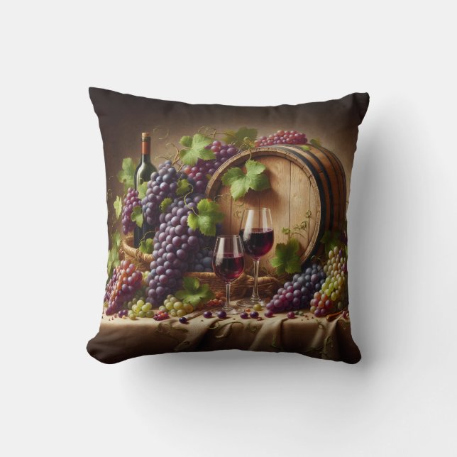 Druvor och Vin stillliv Kudde (Framsida)